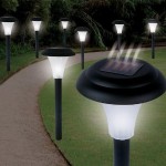 Solar accent lighting along both edges of a garden path