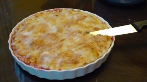 Cutting into the perfect rhubarb pie