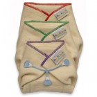 three folded pre-fold diapers with snappi