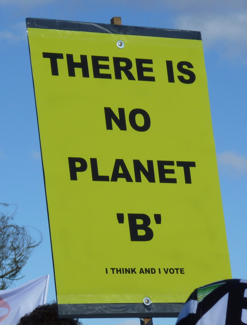 Rally sign reading "There is no Planet 'B'"