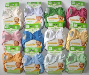 12 Organic cloth bumgenius diapers in different colours