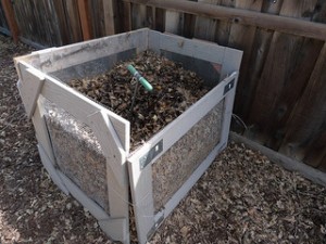 A home made compost bin, 2/3 filled