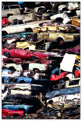 Mountain of smashed cars