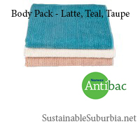 Norwex body cloths in vintage colours - latte, teal and taupe. Antibac. SustainableSuburbia.net