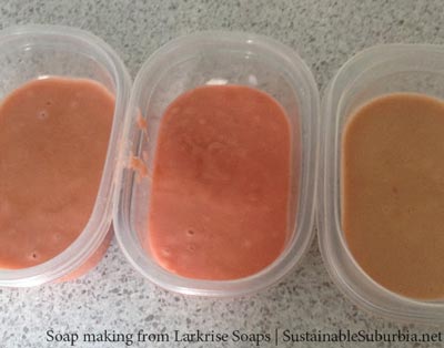 Pink soap making from Larkrise Soaps | SustainableSuburbia.net