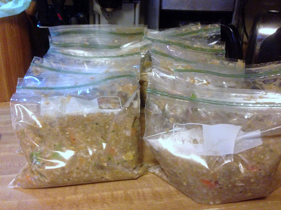 Healthy Homemade Dog Food in ziploack bags  | SustainableSuburbia.net