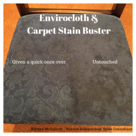 Before and After - Norwex carpet stain buster and enviro cloth vs a dirty dining chair | SustainableSuburbia.net