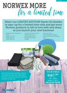 Norwex Limited Edition Starter Kit Builder Pack save 44 percent, available until midday 14 August, 2018 | SustainableSuburbia.net