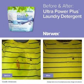 Norwex Ultra Power Plus laundry powder before and after