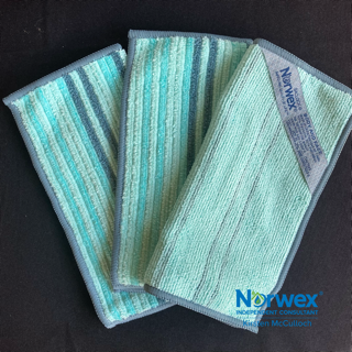 Mini Norwex face and body cloths in the limited edition sea mist stripe.