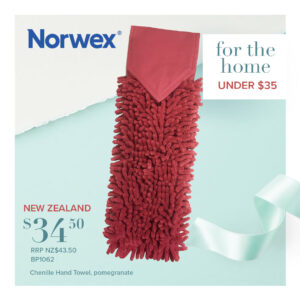 Norwex Chenille hand towel in Pomegranate. 